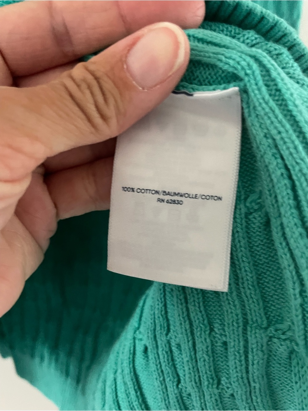 Lands' End Green/Blue Cable-Knit Crewneck Sweater - Picture 3 of 5